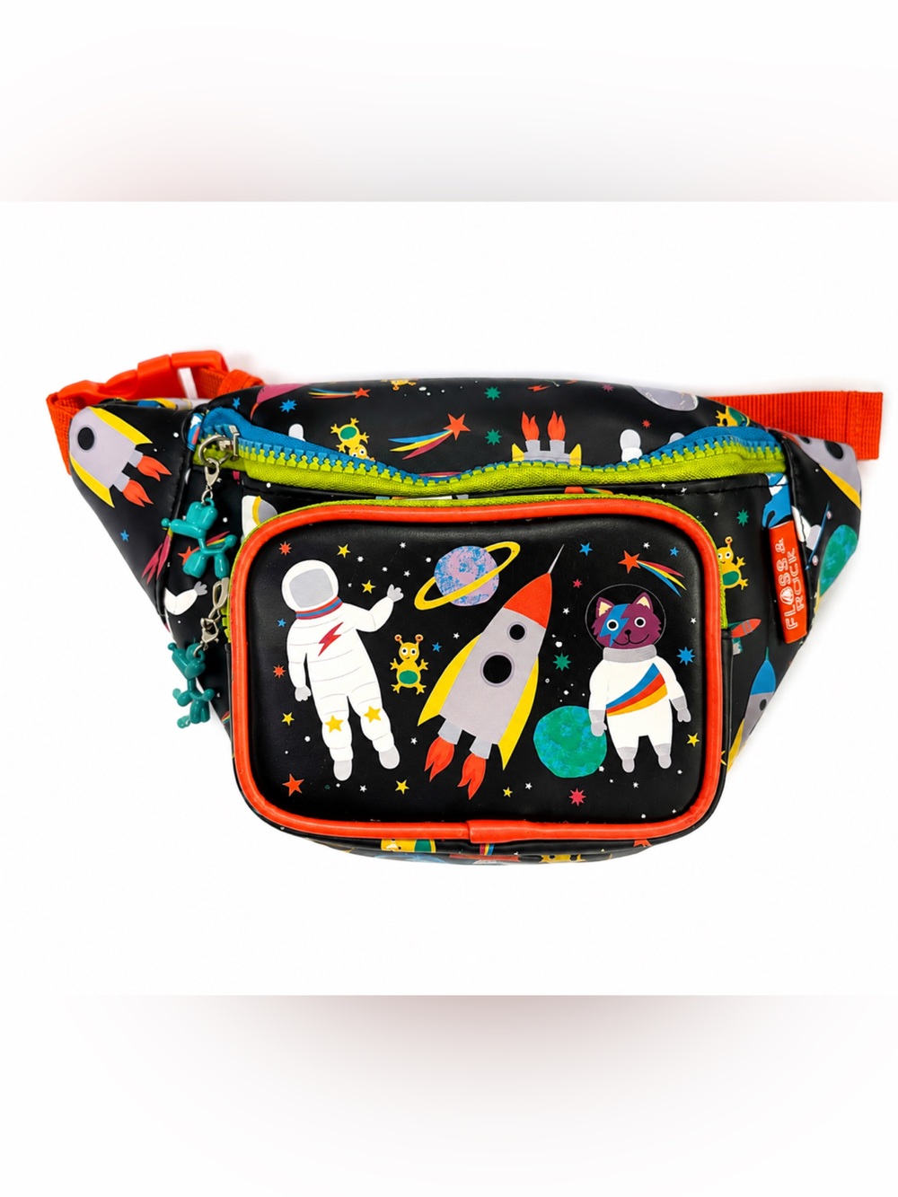 Kids Space Rocket Sling Bag in Black and Orange -